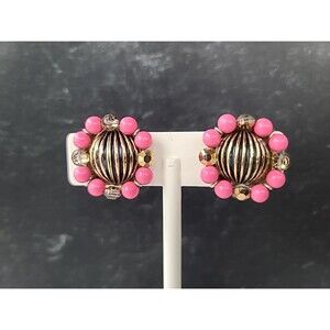 Richelieu Beaded Clip-on Earrings Vintage, READ